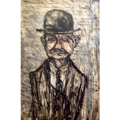 Arthur Berry Original Art Man in a Bowler Hat by Arthur Berry