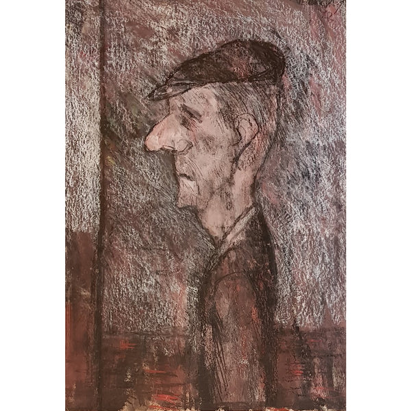 Arthur Berry Original Art Man in Cap, Waiting 1992 by Arthur Berry