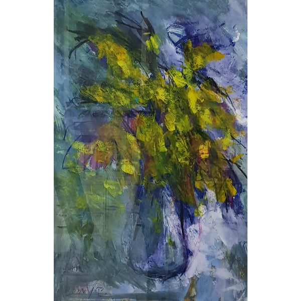 Arthur Berry Original Art Yellow Flowers in a Glass Vase 1993 by Arthur Berry